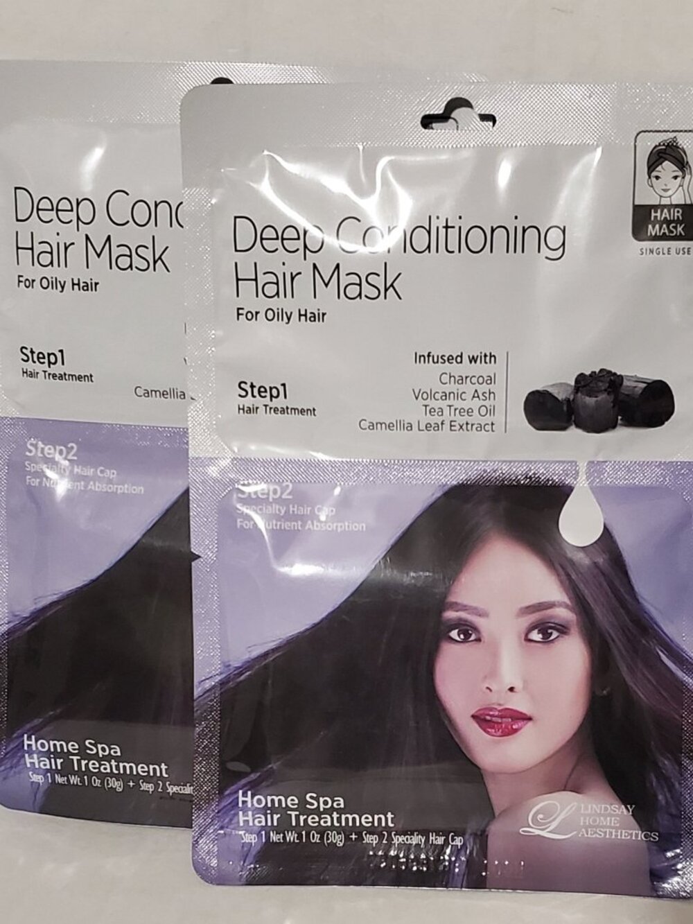 K-Beauty Lindsay Charcoal Hair Mask Lot (2pk) Deep Conditioning for Oily Hair